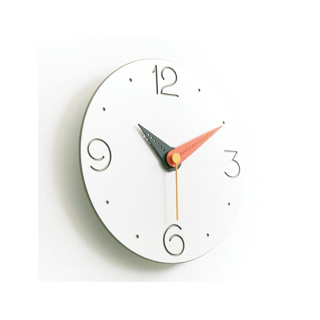 Curata White Acrylic with Red Accent Hand Quartz Wall Clock with Silent