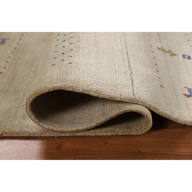Tribal Gabbeh Indian Foyer Rug Handmade Accent Beige Silk Carpet - 3'1"x 4'11"