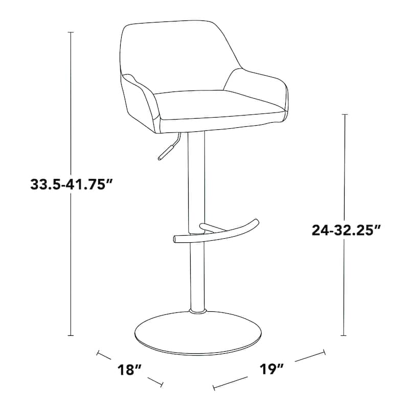 Silver Orchid Galotti Adjustable Bar Stool with Rounded T Footrest (Set of 2)