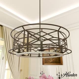 Hunter Langwood 30" 6-Light Round Chandelier - Dining Room, Entry - Caged, Contemporary, Modern Farmhouse, Transitional