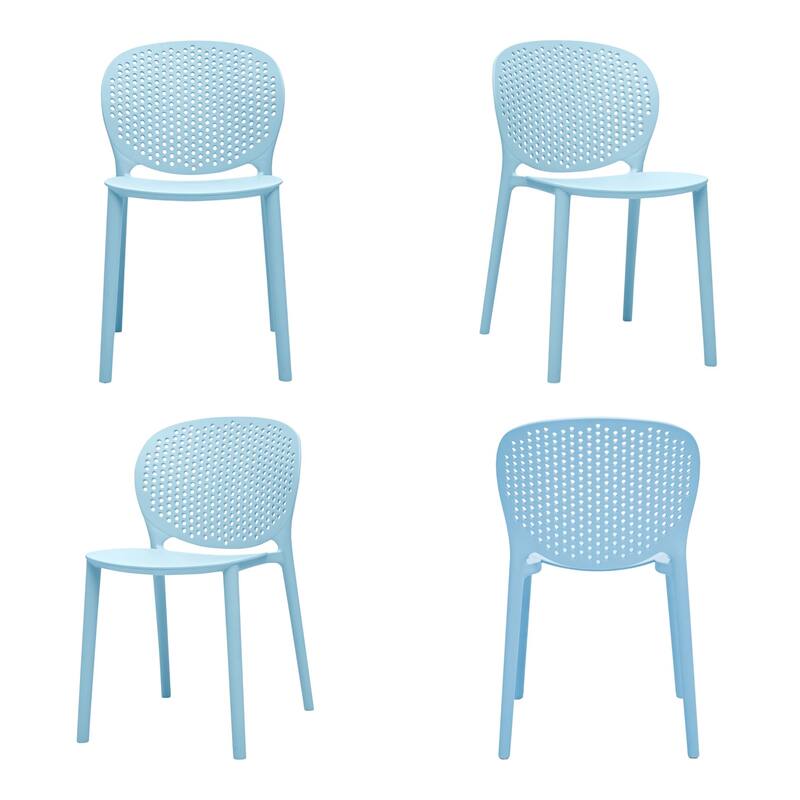 HomeRoots Set Of Four Aqua Blue Heavy Duty Plastic Juvenile Chairs - 14.00 in. x 23.00 in. x 16.00 in.