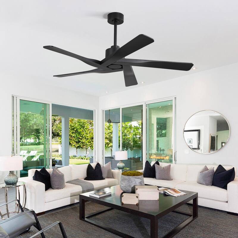 WINGBO 54 inch 5 ABS Blades DC Motor Indoor Ceiling Fan with Remote Control - 54inch - Black
