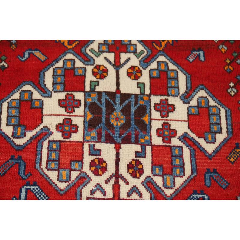 Hand Knotted Oriental 100% Wool Carpet Traditional Tribal Red Sirjan Area Rug - 6' 5'' X 4' 10''
