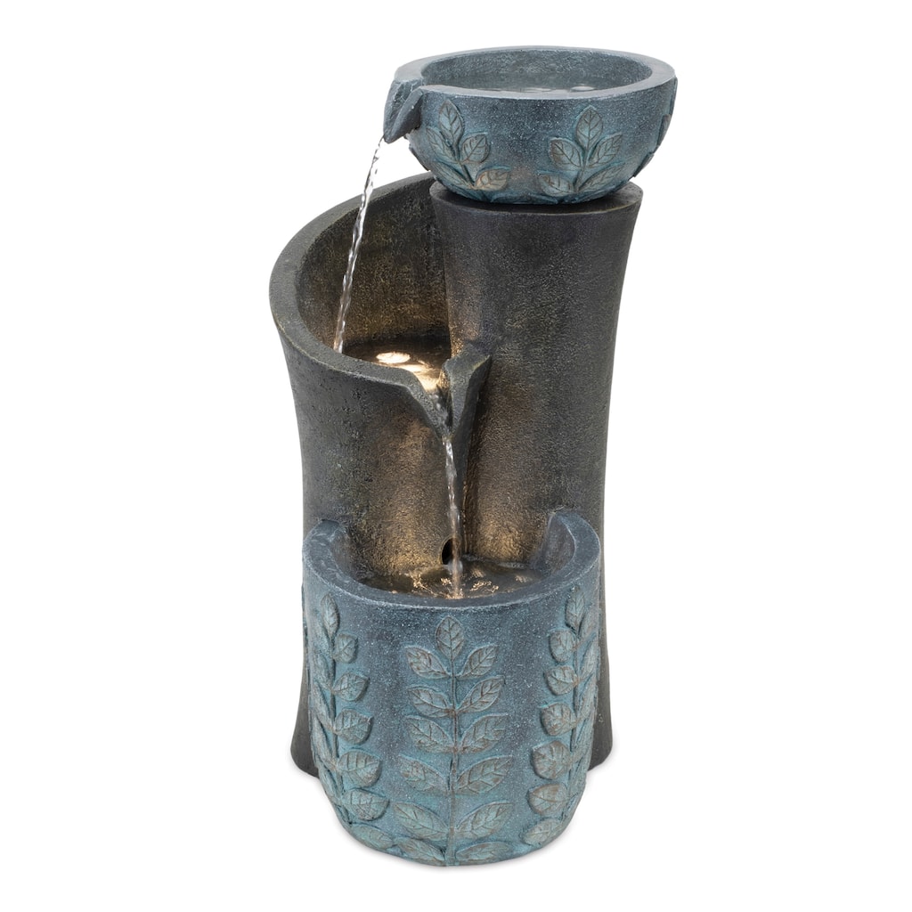 Cascading Leaf Bowl Outdoor Garden Fountain - 19.5"