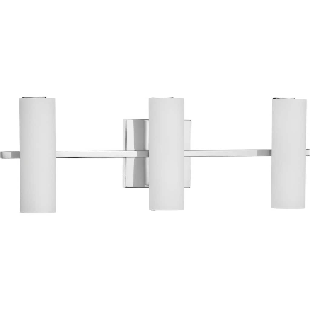 Colonnade LED Collection 3-Light Polished Chrome Etched White Glass Luxe Bath Vanity Light
