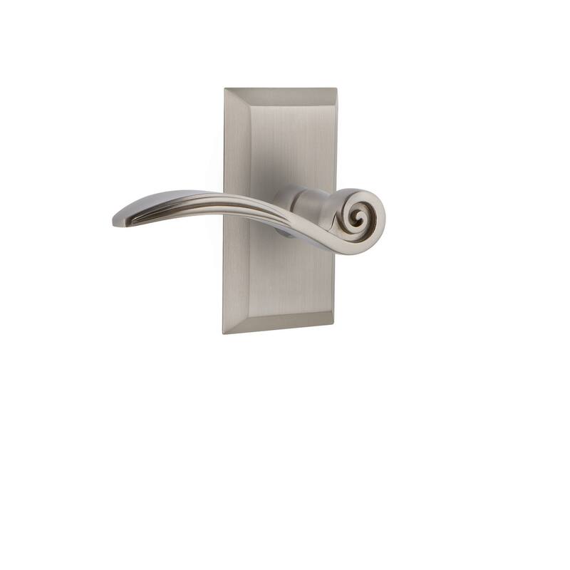 Nostalgic Warehouse Swan Privacy Door Lever Set with Studio Rose for - Satin Nickel