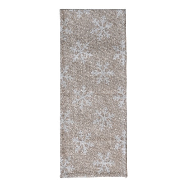 slide 2 of 2, Woven Fabric Jacquard Table Runner with Snowflake Pattern Beige;Natural