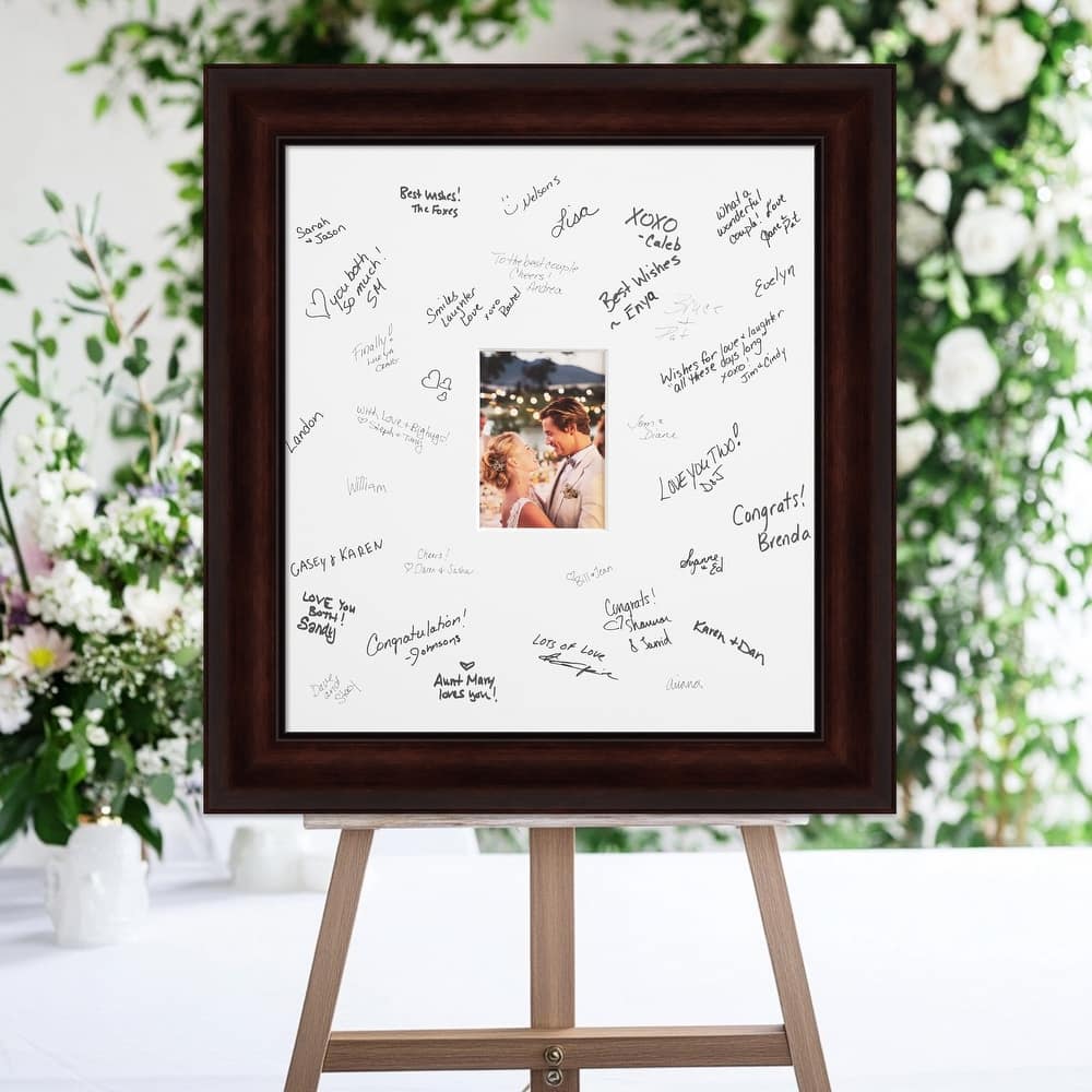 Coffee Signature Mat Picture Frame - Autograph Photo Frame Guest Book Alternative for Weddings, Graduations, or Retirement
