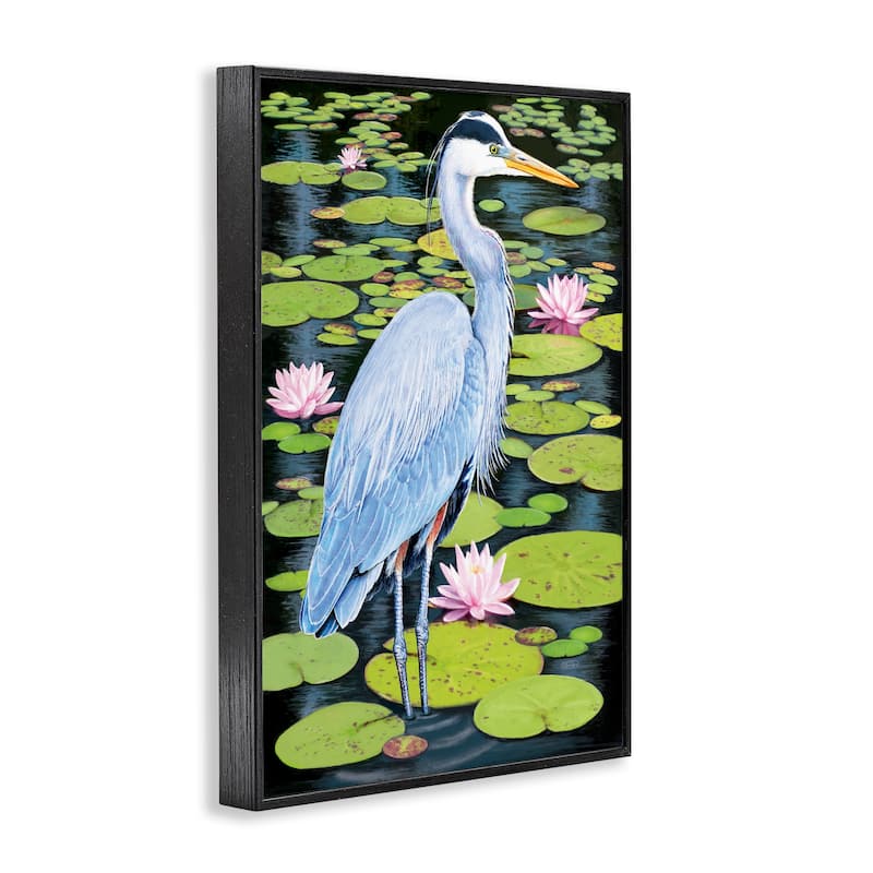 Stupell Heron Among Pond Lilies Framed Giclee Art Design By Rosiland Solomon