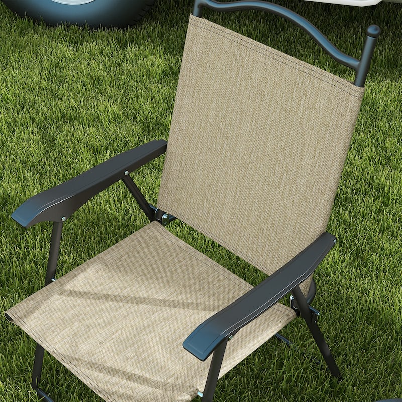 Outsunny Folding Patio Chairs, Set of 4 Sports Chairs for Adults, Camping Chairs