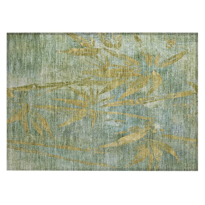 Machine Washable Indoor/ Outdoor Modern Floral Chantille Rug