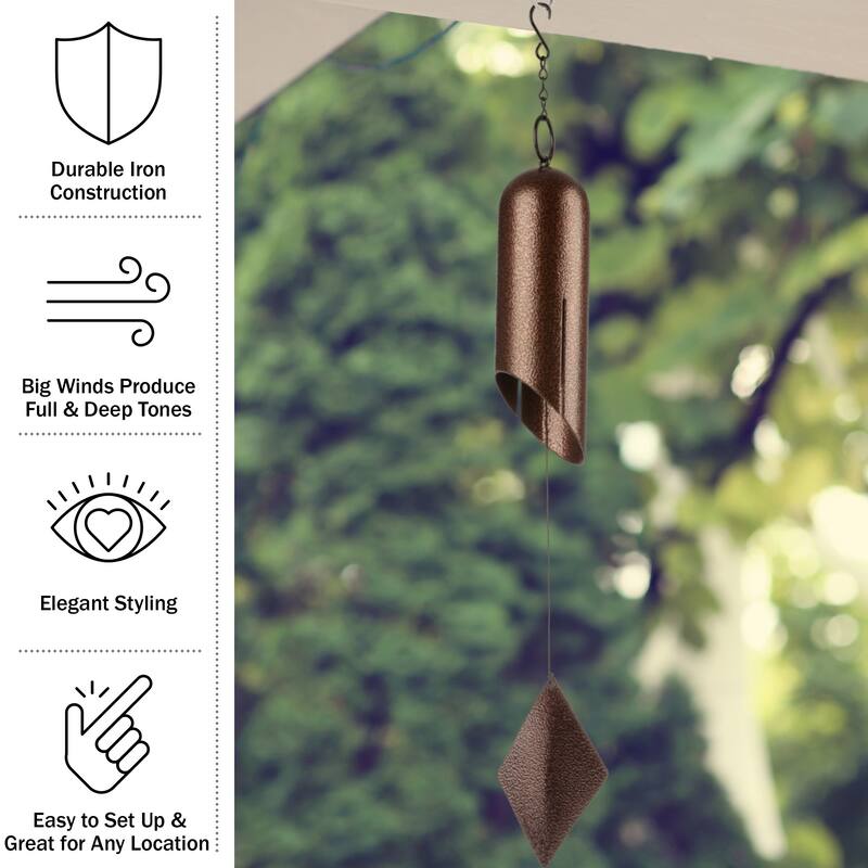 Wind Chimes - Deep Resonance Serenity Bell - 27in Metal Windbell Chime by Pure Garden (Bronze)