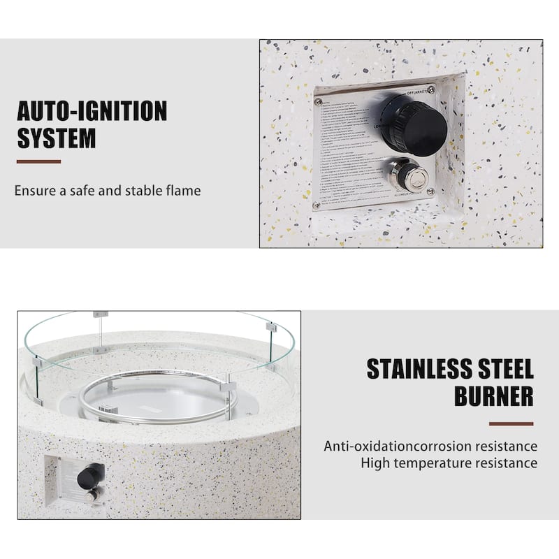 Propane Outdoor Fire Pit With Tank Table, Wind Glass