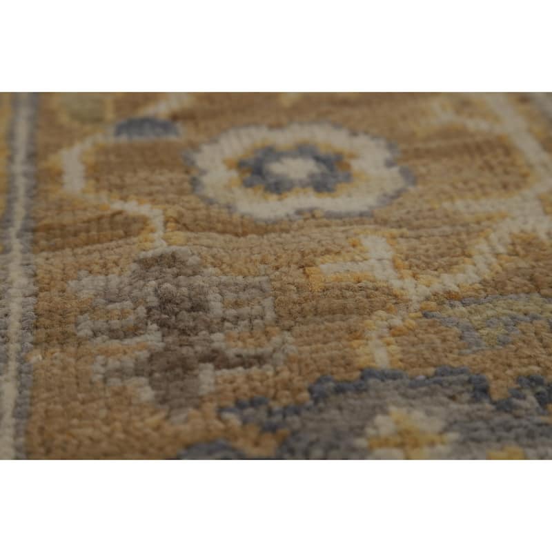 Vegetable Dye Oushak Turkish Area Rug Handmade Grey Wool Carpet - 5'9" x 9'2"