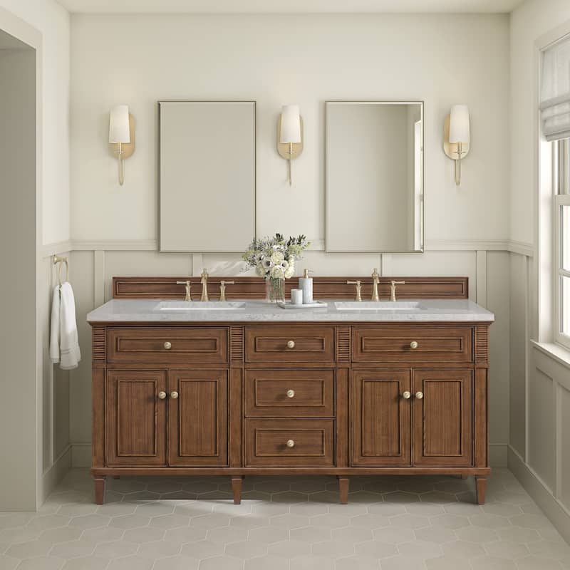 James Martin Vanities Lorelai 72"Double Vanity, Mid-Century Walnut