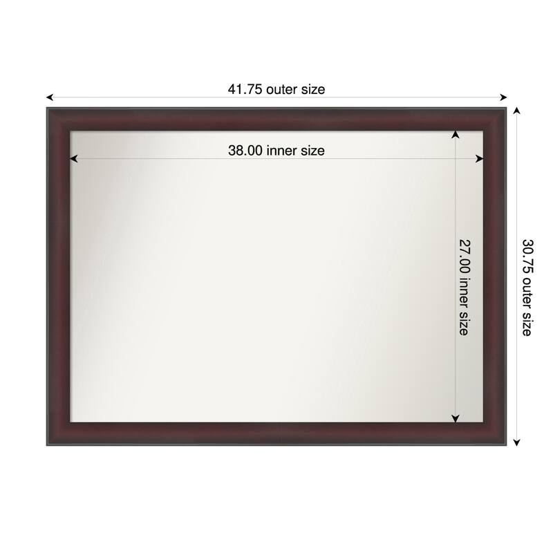 Grand Narrow Non-Beveled Framed Wall Mirror - 42 x 31 in - Grand Cherry Narrow