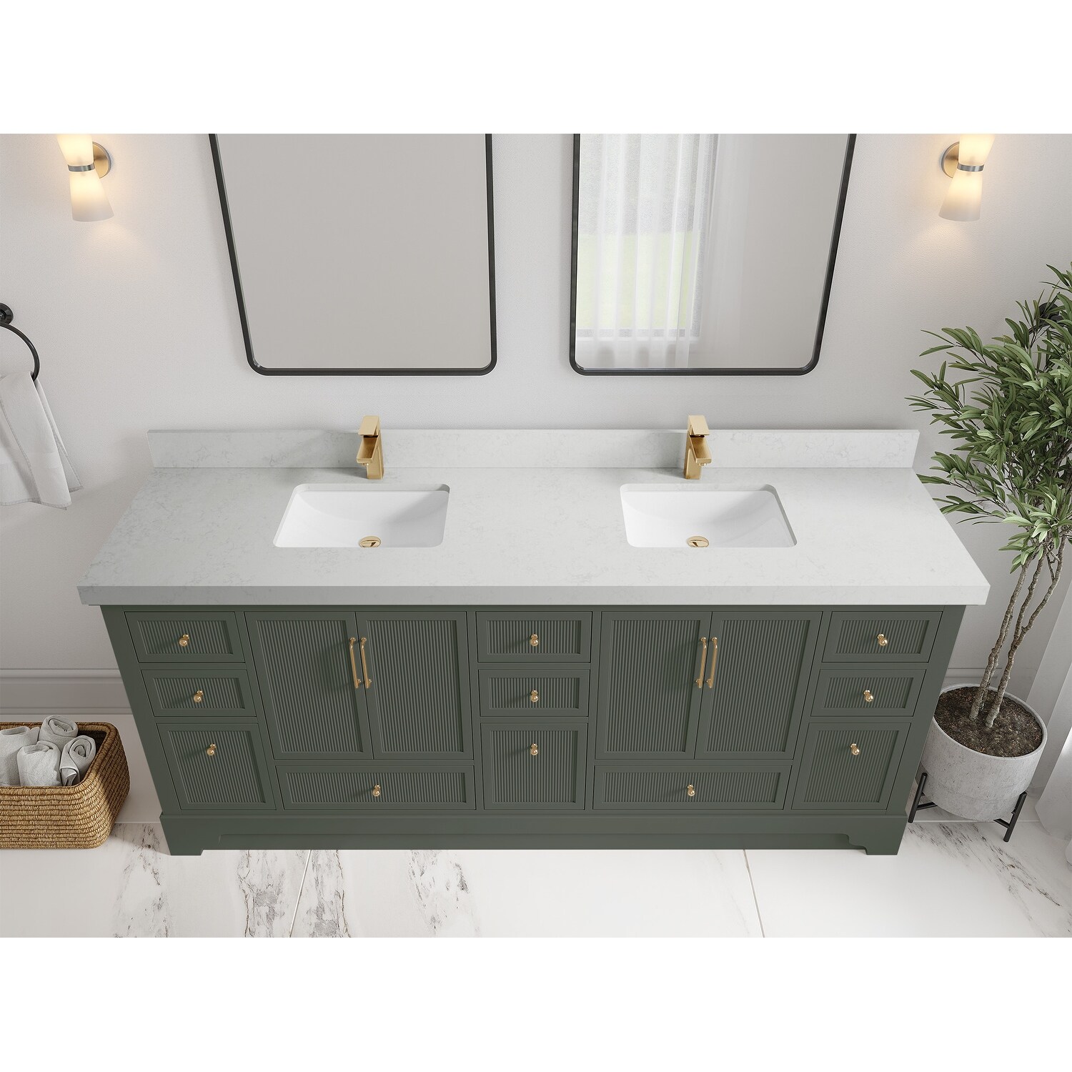 Willow Collections 80 in. W x 22 in. D Alys Double Bowl Sink Bathroom Vanity with Countertop