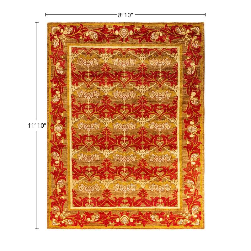 Overdyed, One-of-a-Kind Hand-Knotted Area Rug - Brown - 8' 10" x 11' 10"