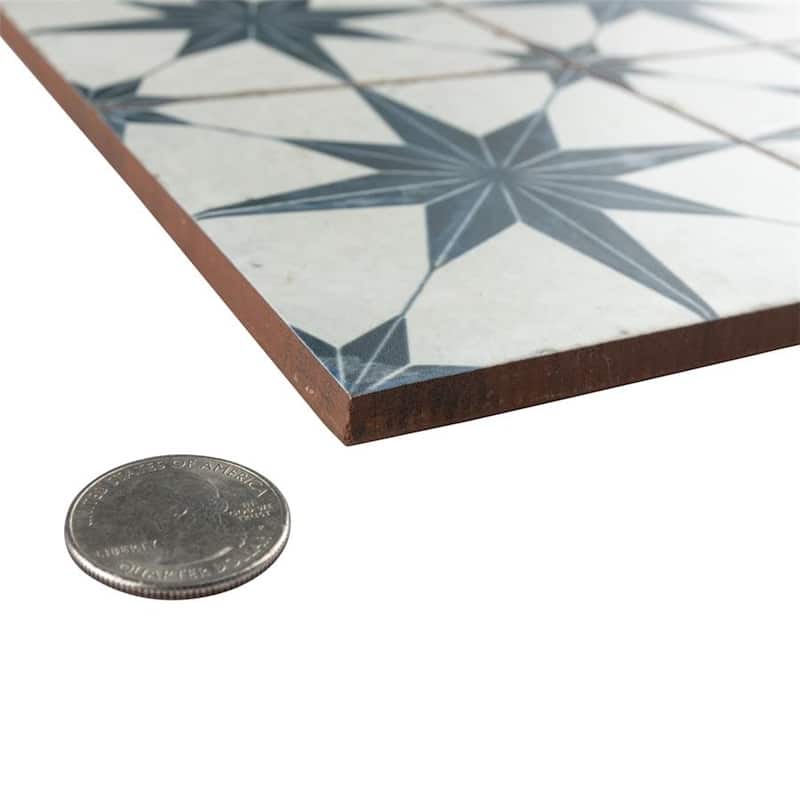 Merola Tile Harmonia Kings Star Blue 13" x 13" Ceramic Floor and Wall Tile