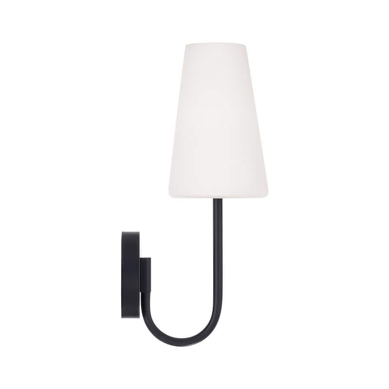 5.75" W x 17.25" H 1-Light Armed Sconce with Tapered Soft White Glass - 5.75"W x 17.25"H x 8.25"E