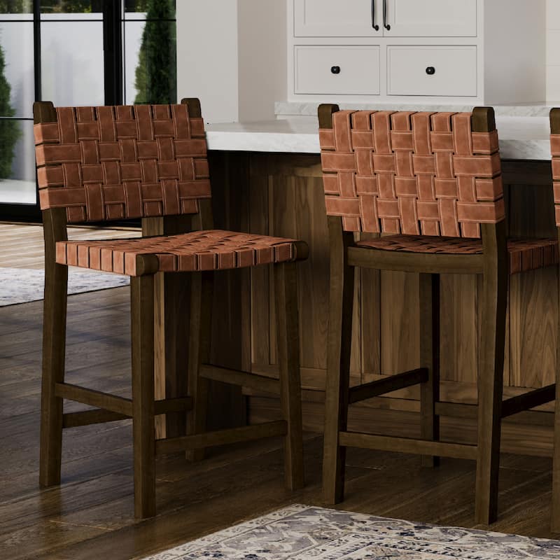 Maven Lane Noah Kitchen Dining Stool with Vegan Leather