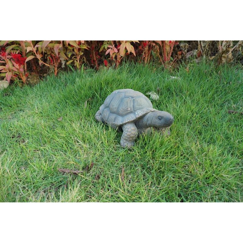 10" Green and Brown Realistic Replica Turtle Outdoor Garden Statue
