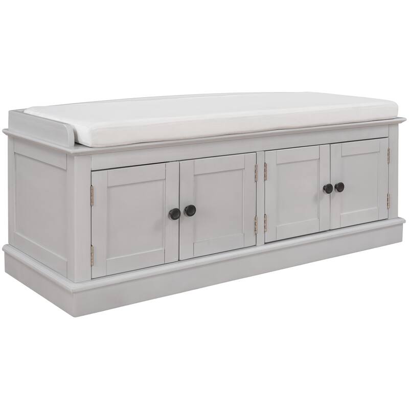 Storage Bench with 4 Doors and Adjustable Shelves