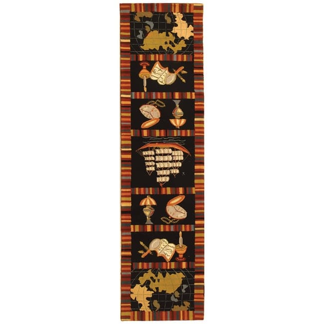 SAFAVIEH Handmade Chelsea Fleur French Country Wool Rug - 2'6" x 10' Runner - Black