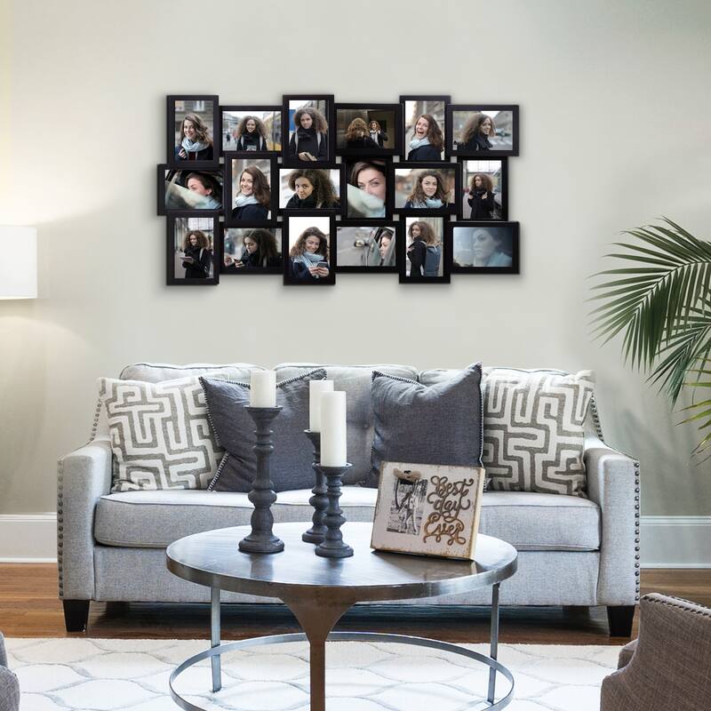 HELLO LAURA 18 Opening 4x6 Large Collage Picture Frame for Wall Decor - Black