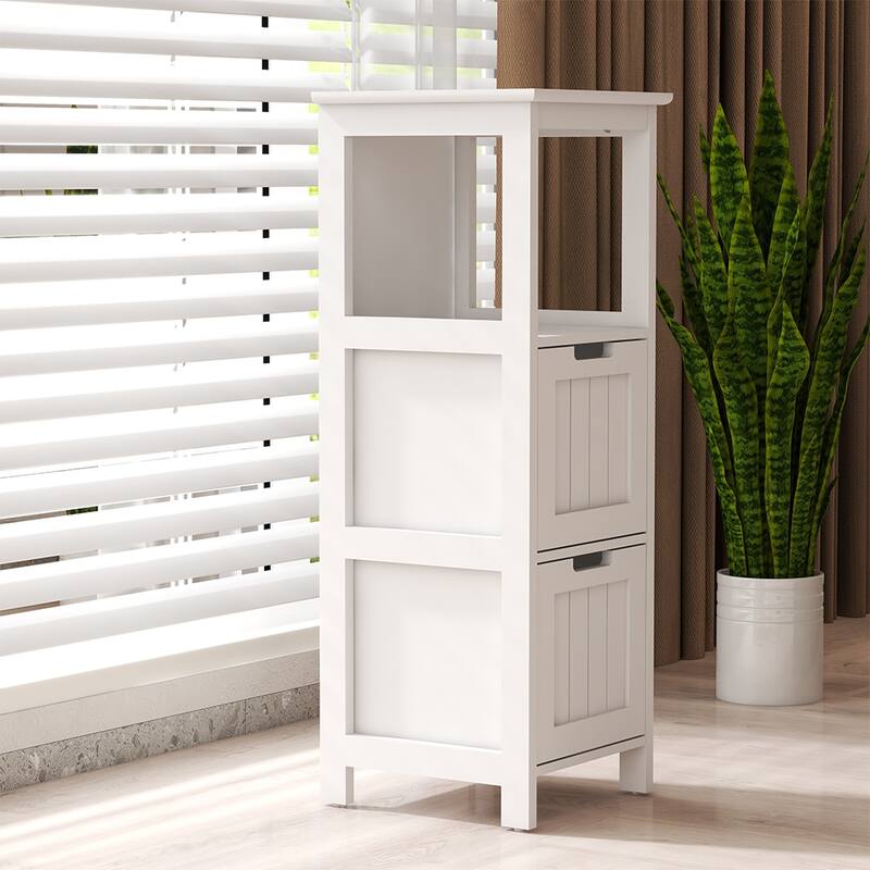 2-Drawer Bathroom Floor Cabinet, Storage Organizer Rack Stand