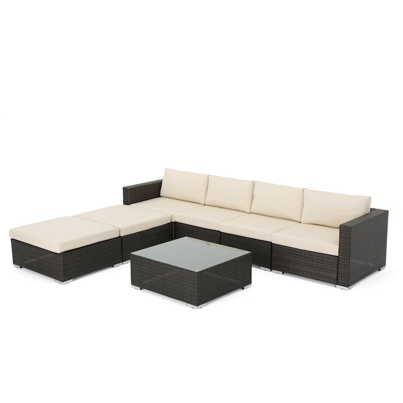 Santa Rosa Outdoor 7-piece Wicker Sectional Sofa Set with Cushions by Christopher Knight Home