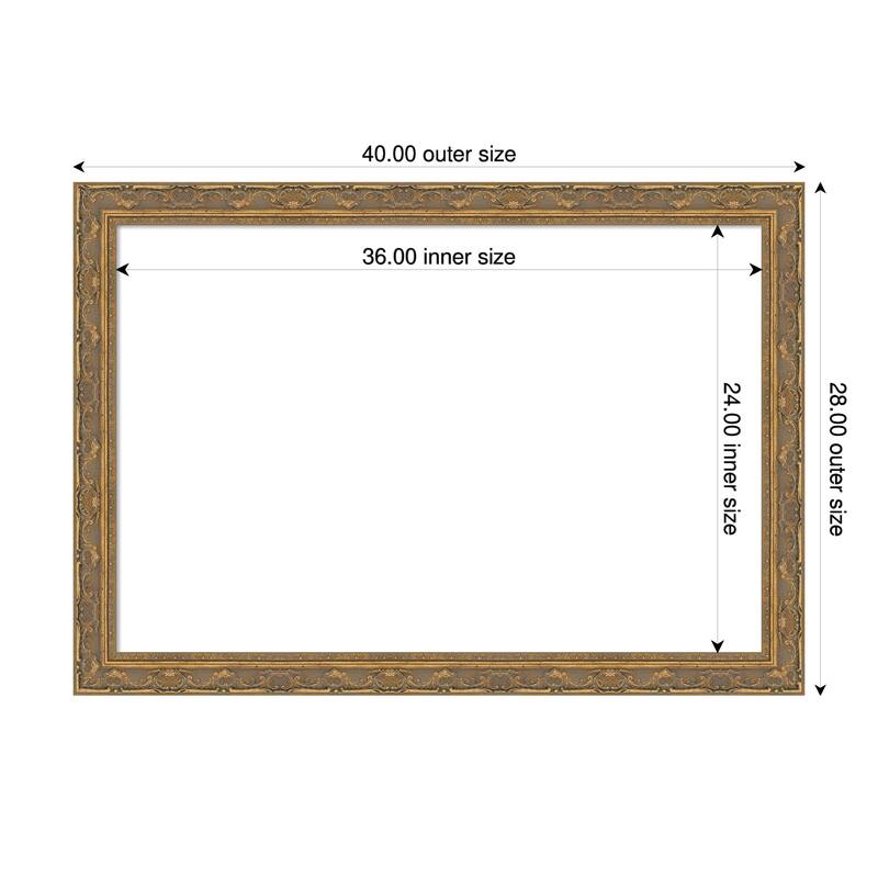 Filigree Framed Dry Erase Magnetic Board - 40 x 28 in - Filigree Gold