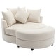 preview thumbnail 55 of 57, Roomfitters Modern 360° Swivel Barrel Chair with Hidden Storage Ottoman, Chenille Upholstery and Four Pillows