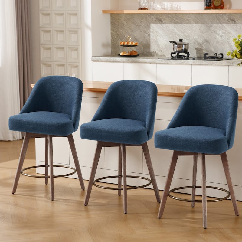 26" Counter Height Swivel Bar Stool, Upholstered Counter Stools - 39.37" (H) x 22.44" (D) x 21.65" (W)