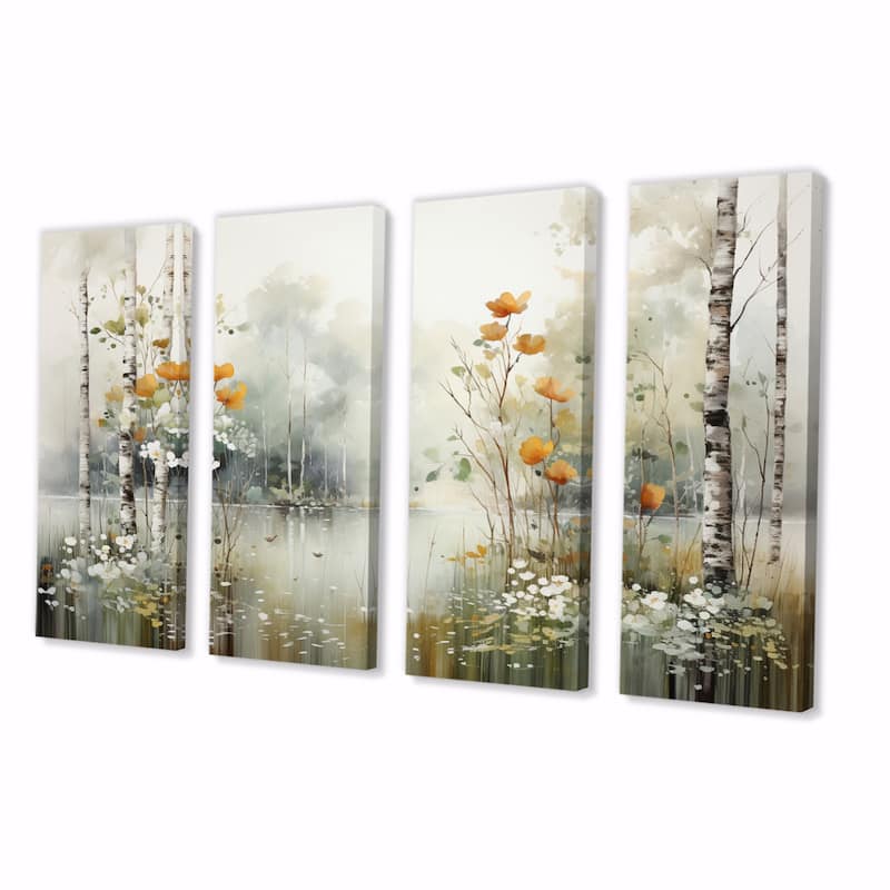 Designart "Minimalism Forest Woods I" Landscapes Multipanel Wall Art Living Room set