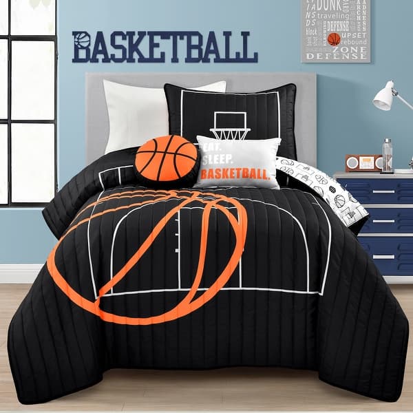 slide 2 of 42, Lush Decor Basketball Game Quilt Set Twin - Black