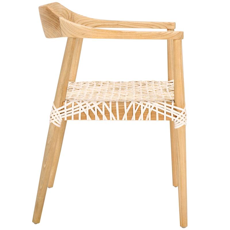 Munro Wanda Woven Leather & Solid Wood Accent Chair (Fully Assembled) - 22" W x 20.5" L x 28.5" H - 22Wx21Dx29H