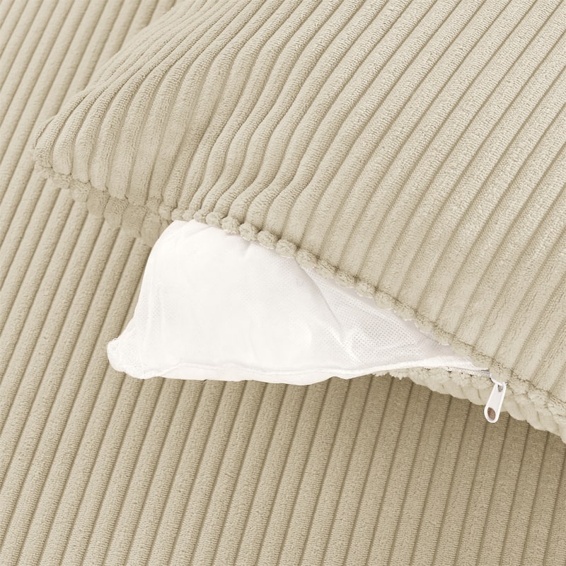 Deep Seat Loveseat Sectional Sofa Corduroy Upholstered Lounge Couch with Ottoman, Storage Armrests, Cup Holders and Phone Stand