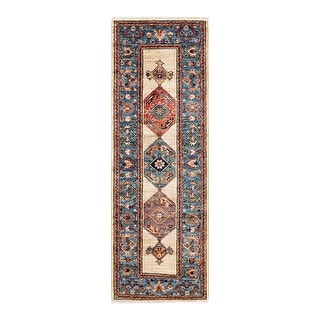 One of a Kind Hand Knotted Traditional Tribal Traditional Area Rug - 6' 0" X 2' 1"