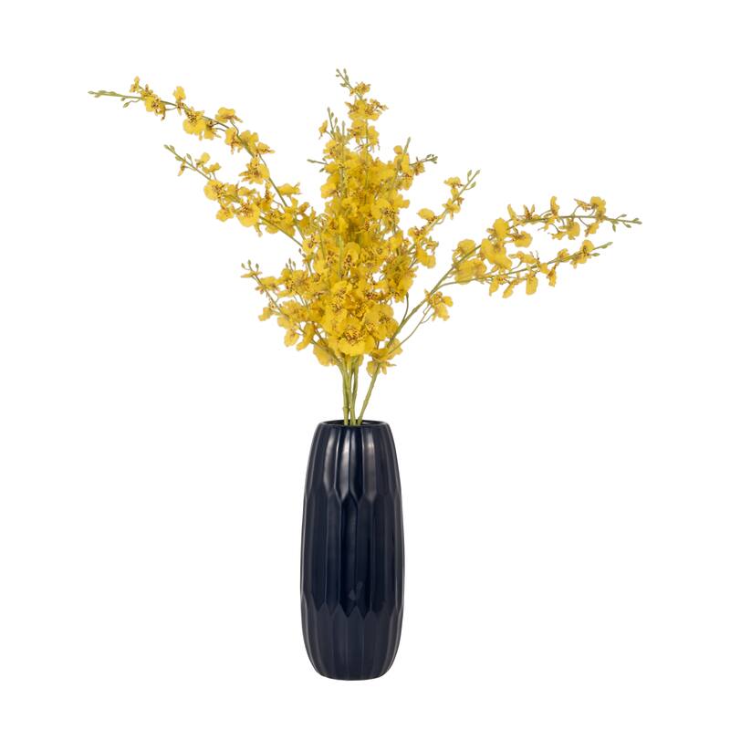 Sagebrook Home Modern Neutral Ceramic Vase - Navy Blue - 6"x6"x14"