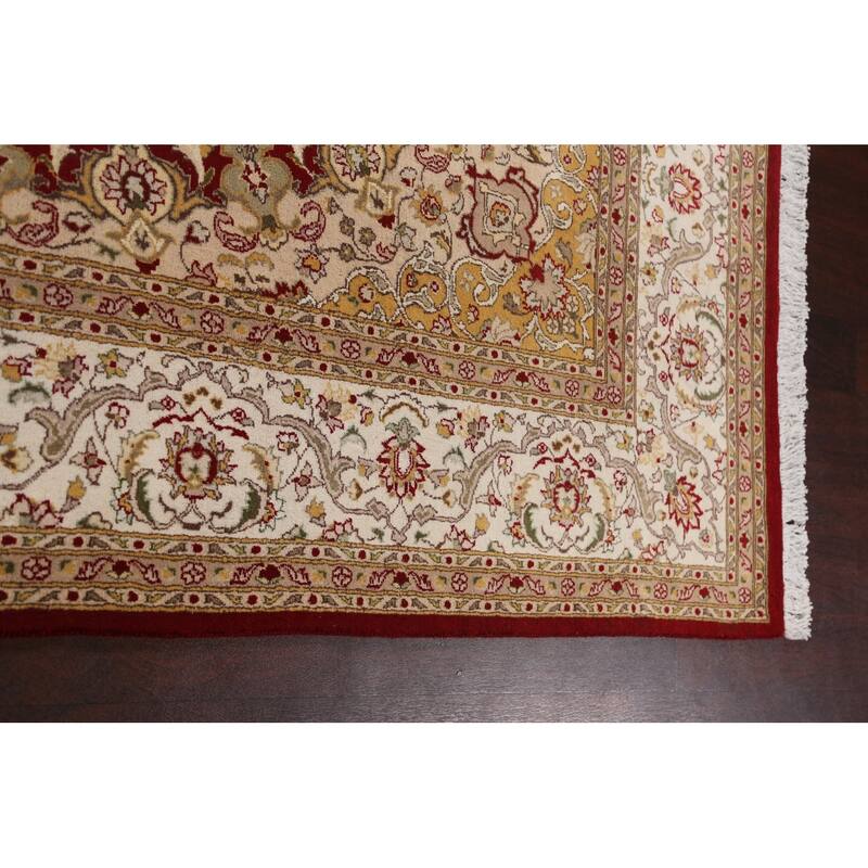 Wool/ Silk Vegetable Dye Floral Tabriz Oriental Area Rug Hand-knotted - 8'1" x 10'5"