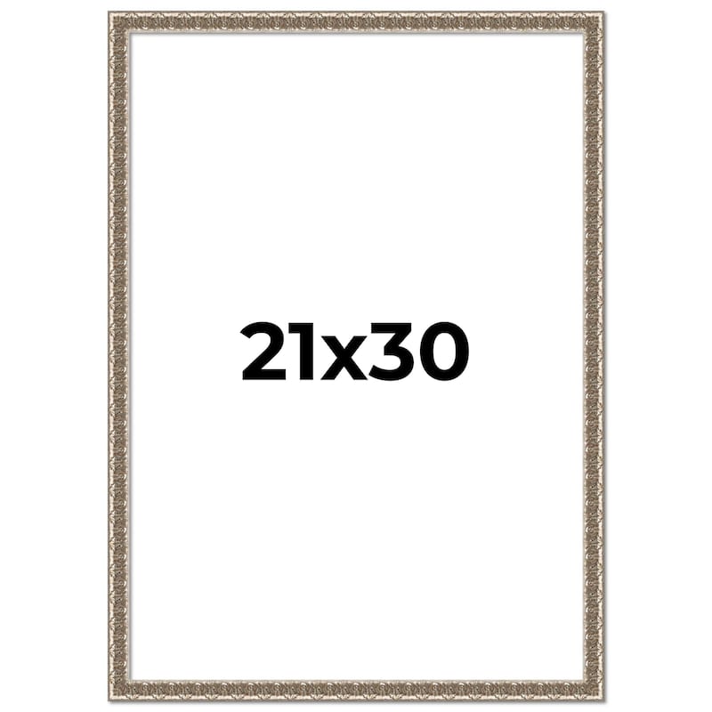 21x30 Frame Silver Versailles Ornate Solid Wood Picture Frame | 1 Inch