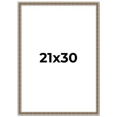 21x30 Frame Silver Versailles Ornate Solid Wood Picture Frame | 1 Inch