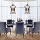 preview thumbnail 1 of 10, Evaie Modern Farmhouse 4-light Candle Chandelier Dimmable with Black Fabric Shade - D13.5'' x H88'' D13.5'' x H88'' - Black-gold