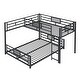 preview thumbnail 14 of 12, Elegant Twin over Full Size L-Shaped Metal Bunk Bed Solid Safety Guardrail Bed, No Box Spring Required