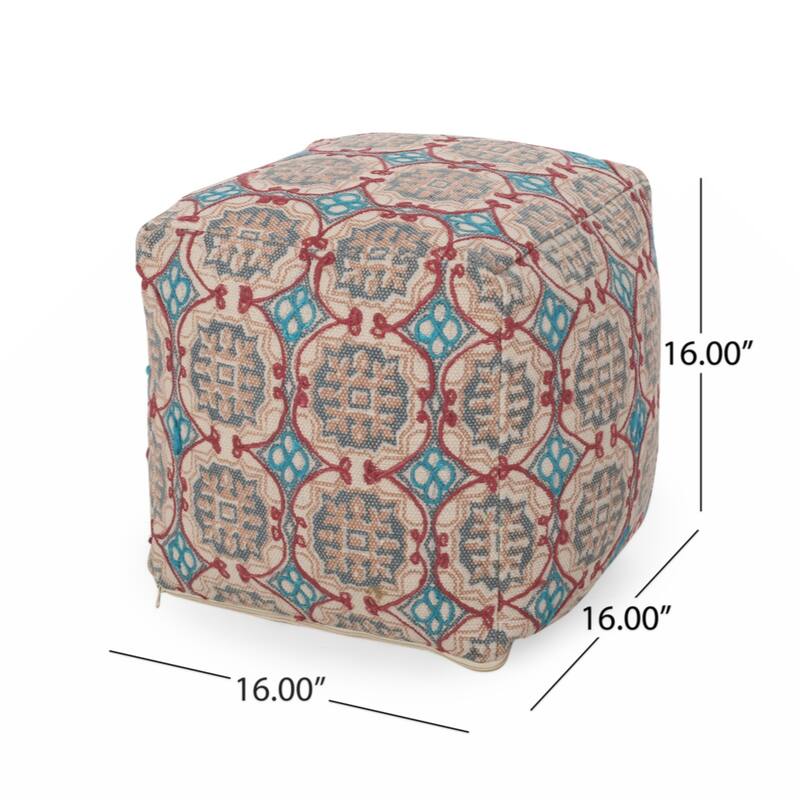 Amelia Handcrafted Fabric Pouf, Multicolored