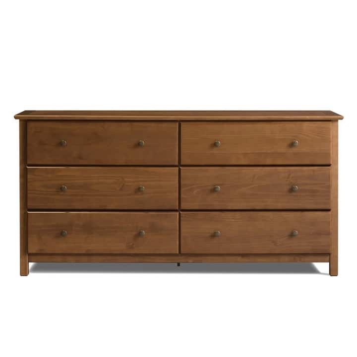 Grain Wood Furniture Shaker-style 6-drawer Solid Wood Dresser - Walnut