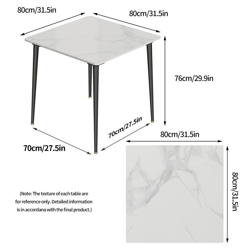 31.5" Square Artificial Marble Top Kitchen Dining Table