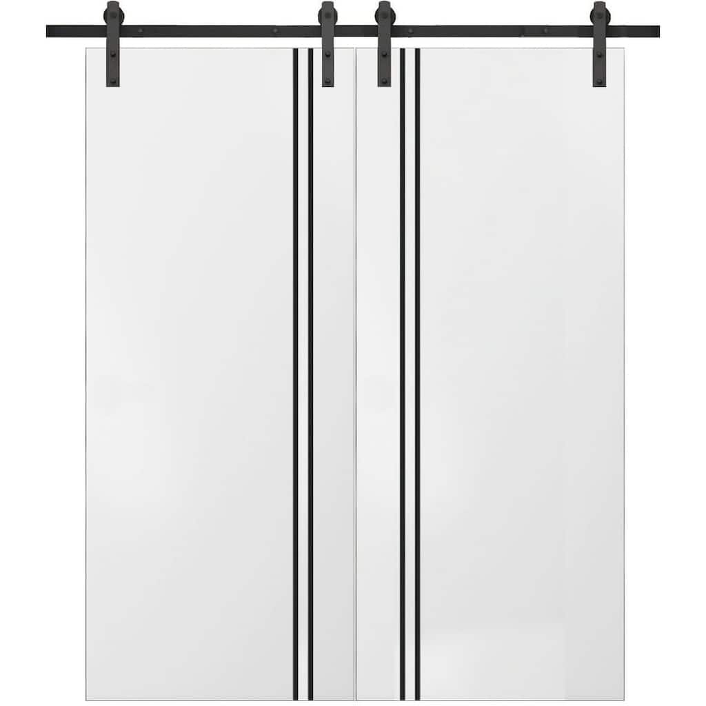 Sturdy Double Barn Door 36 x 80 with Planum 0016 White Silk with 13FT