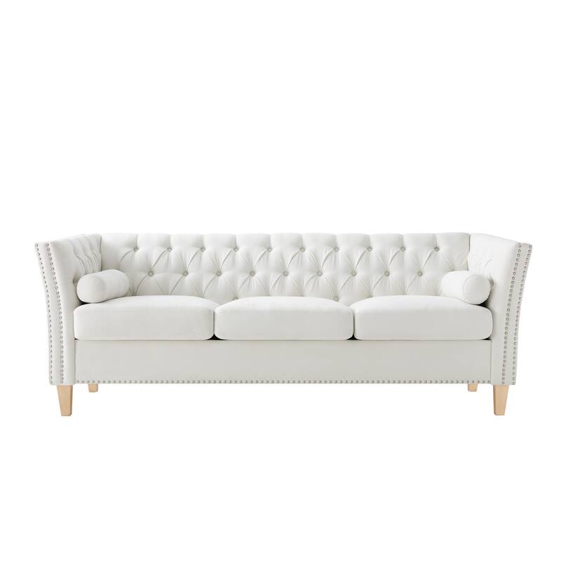 Christopher Knight Home - Ameson Transitional 3-Seat Sofa with Flared Arms, Nailhead Trim & Solid Wood Legs - 79.5"W
